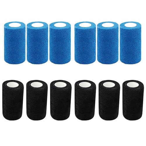 agogue 12 Stück Klebeverband Selbstklebend, 7.5 cm x 4 m Blau und Schwarz Elastische Binde für Sport, Haustiere Finger und Hand Selbsthaftende Bandage, Verbandsmaterial Mullbinden agogue 12 Stück Klebeverband Selbstklebend, 7.5 cm x 4 m Blau und Schwarz Elastische Binde für Sport, Haustiere Finger und Hand Selbsthaftende Bandage, Verbandsmaterial Mullbinden von agogue