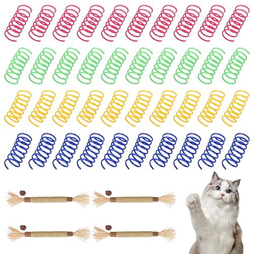 agogue 44 Stück Katzenspielzeug,40 Stück Katzenspielzeug Spirale und 4 Stück Katzenminze Sticks,Katzensticks für Katzen Zahnpflege & Gegen Mundgeruch,Neuheit Haustiere Spielzeug für Katze Kätzchen agogue 44 Stück Katzenspielzeug,40 Stück Katzenspielzeug Spirale und 4 Stück Katzenminze Sticks,Katzensticks für Katzen Zahnpflege & Gegen Mundgeruch,Neuheit Haustiere Spielzeug für Katze Kätzchen von agogue