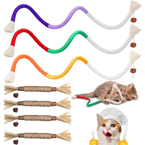 agogue 6 Stück Katzenminze Stick,Katzenminze Spielzeug Interaktive Beißseil,für Katzen Zahnpflege und Gegen Mundgeruch Katzenspielzeug Selbstbeschäftigung Interaktives Katzenspielzeug(Farbe zufällig) von agogue