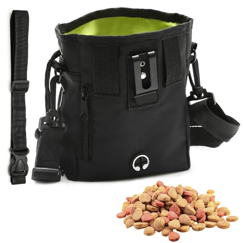 agogue Leckerlitasche für Hunde, Schwarz Leckerlibeutel für Hunde, Vielseitig Tragbar Futterbeutel Hundetraining, Verwendet Spaziergänge Training Fütterung Reisen und Wandern von agogue