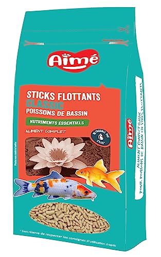 Aimé | Schwimmende Sticks Classic | Futter für Teichfische | Alleinfuttermittel | Reich an essentiellen Nährstoffen, Vitaminen und Spurenelementen | 180 g | 2000 ml von Aimé