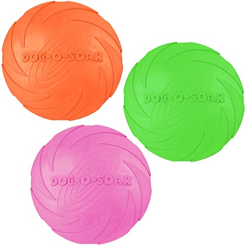 aiMaKE 3 Stück Hundefrisbee ，15cm Hunde-Frisbee aus Natürlichem Kautschuk für Land und Wasser ür Land und Wasser,Hundetraining, Werfen, Fangen & Spielen(Orange +Rosa + Grün) von aiMaKE