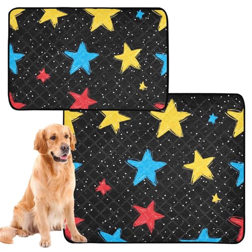 2 x Hunde-Uriniertablett für den Innenbereich, waschbar, rutschfest, für Haustierbett, 61 x 91,4 cm + 91,4 x 106,7 cm, Sterne, glitzernd, handlich gezeichnet 2 x Hunde-Uriniertablett für den Innenbereich, waschbar, rutschfest, für Haustierbett, 61 x 91,4 cm + 91,4 x 106,7 cm, Sterne, glitzernd, handlich gezeichnet von aidingzhi