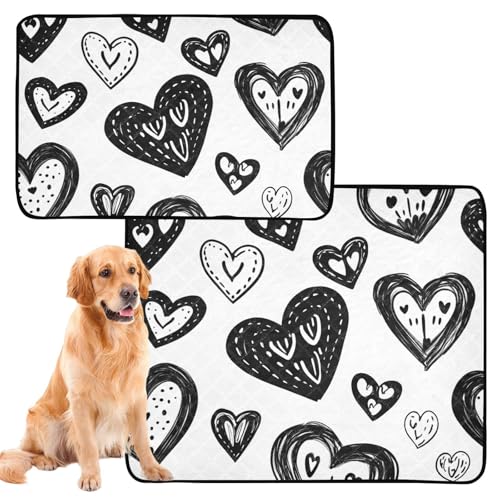 Hunde-Teppich, waschbar, rutschfest, für Auto, 61 x 91,4 cm + 91,4 x 106,7 cm, schwarz-weiße Herzen, 2 Stück Hunde-Teppich, waschbar, rutschfest, für Auto, 61 x 91,4 cm + 91,4 x 106,7 cm, schwarz-weiße Herzen, 2 Stück von aidingzhi