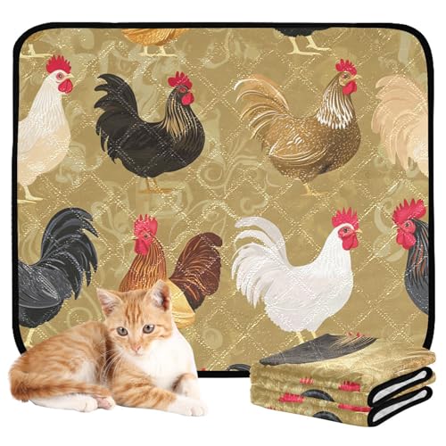 Hunde-Teppich, waschbar, rutschfest, für Rasen, 50,8 x 61 cm, Hahn, Huhn, rustikal, Retro, Braun, 3 Stück Hunde-Teppich, waschbar, rutschfest, für Rasen, 50,8 x 61 cm, Hahn, Huhn, rustikal, Retro, Braun, 3 Stück von aidingzhi