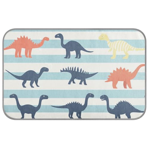 Hundebett, Motiv: buntes Dinosaurier, blau gestreift, kühlend, für draußen, waschbar, 60 x 97 cm Hundebett, Motiv: buntes Dinosaurier, blau gestreift, kühlend, für draußen, waschbar, 60 x 97 cm von aidingzhi