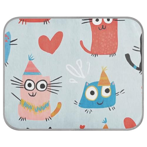 Hundebett im Boho-Stil, Motiv: Katzen, bunt, Cartoon, kühlend, waschbar, für Kaninchen, waschbar, 56 x 70 cm Hundebett im Boho-Stil, Motiv: Katzen, bunt, Cartoon, kühlend, waschbar, für Kaninchen, waschbar, 56 x 70 cm von aidingzhi