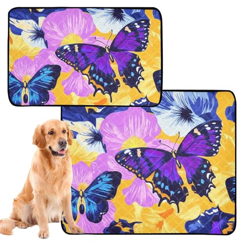 Hundematte, waschbar, rutschfest, für Auto und Flugzeug, 61 x 91,4 cm + 91,4 x 106,7 cm, Schmetterlinge und Blumen, lebendige Farben, 2 Stück Hundematte, waschbar, rutschfest, für Auto und Flugzeug, 61 x 91,4 cm + 91,4 x 106,7 cm, Schmetterlinge und Blumen, lebendige Farben, 2 Stück von aidingzhi