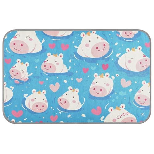 Kühlendes Katzenbett für den Sommer, niedliches Cartoon-Nilpferd, kühlendes Haustierbett für Katzen für Schweine, waschbar, 60 x 97 cm, Blau Kühlendes Katzenbett für den Sommer, niedliches Cartoon-Nilpferd, kühlendes Haustierbett für Katzen für Schweine, waschbar, 60 x 97 cm, Blau von aidingzhi