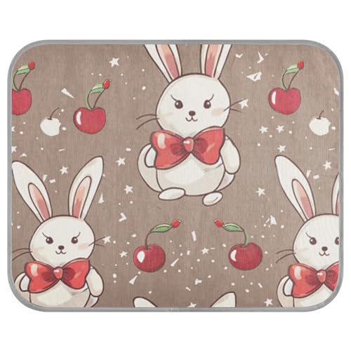 Kühlmatte für Hunde, Motiv: weißer Hase, rote Schleife, waschbar, für Kaninchen, 56 x 70 cm Kühlmatte für Hunde, Motiv: weißer Hase, rote Schleife, waschbar, für Kaninchen, 56 x 70 cm von aidingzhi