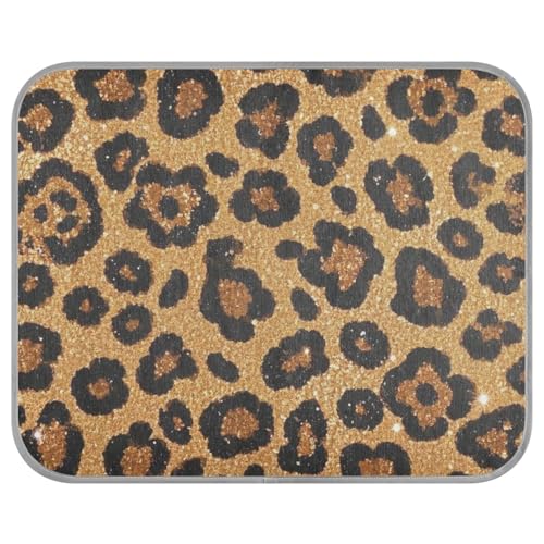 Kühlmatte für Hunde mit Leopardenmuster und Pailletten, braun, waschbar, 56 x 70 cm von aidingzhi