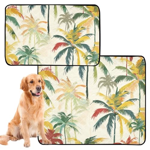 Urinierdecke für Hunde, rutschfeste Matte für den Innenbereich, 61 x 91,4 cm + 91,4 x 106,7 cm, Palmen, Gelb, Rot und Grün, 2 Stück Urinierdecke für Hunde, rutschfeste Matte für den Innenbereich, 61 x 91,4 cm + 91,4 x 106,7 cm, Palmen, Gelb, Rot und Grün, 2 Stück von aidingzhi