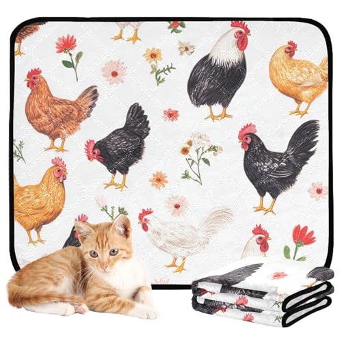 Urinierdecke für Hunde, schmutzige Matten für Hunde, waschbar, rutschfeste Bodenmatte für den Boden, 50,8 x 61 cm, süßes Huhn, Weiß, 3 Stück Urinierdecke für Hunde, schmutzige Matten für Hunde, waschbar, rutschfeste Bodenmatte für den Boden, 50,8 x 61 cm, süßes Huhn, Weiß, 3 Stück von aidingzhi