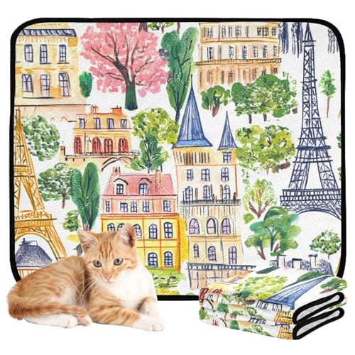 Wasserabsorbierende Matte für Hundenapf, wiederverwendbare Urinierunterlagen für Hunde, rutschfeste Matte für Boden, 50,8 x 61 cm, Motiv: Paris Castel, handlich gezeichnet, 3 Stück Wasserabsorbierende Matte für Hundenapf, wiederverwendbare Urinierunterlagen für Hunde, rutschfeste Matte für Boden, 50,8 x 61 cm, Motiv: Paris Castel, handlich gezeichnet, 3 Stück von aidingzhi
