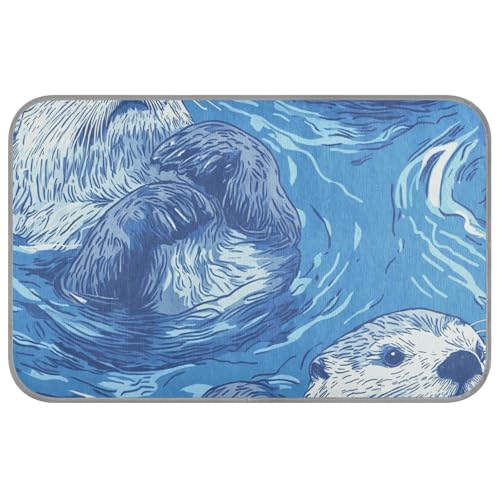 aidingzhi Art Sea Otter Kühlmatte für Haustiere, kühlende Matte für Outdoor-Katzen für Hühner, Reisen, sicher, 60 x 97 cm, Blau von aidingzhi
