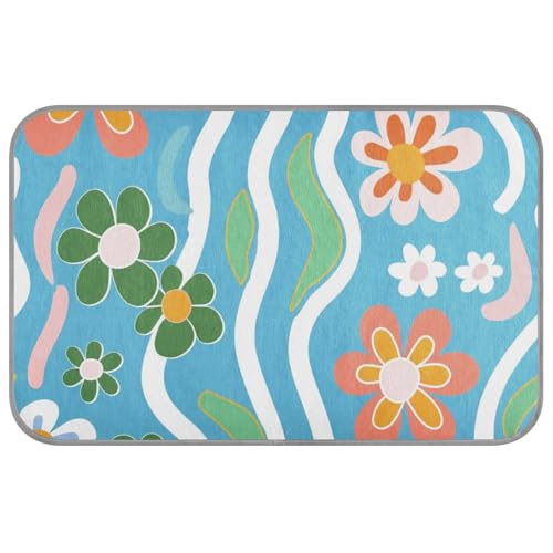 aidingzhi Bunte Blumen gewellte Linien blaue Hunde-Kühlkissen für Katzen für Kaninchen, gemütliches Schlafen, wasserdicht, 60 x 97 cm von aidingzhi