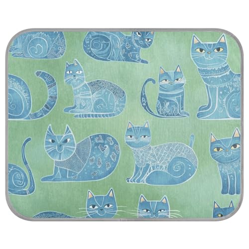 aidingzhi Cartoon Russische Bluecats Grüne Kühlpads oder Matten Kühlbett für Outdoor für Huhn Schlafen Rutschfest 22 × 27,6 Zoll von aidingzhi