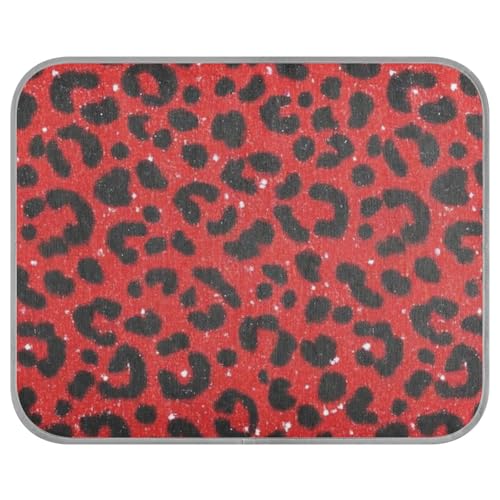 aidingzhi Kühldecke für Katzen, künstlicher Glitzer, Leopardenmuster, Rot, kühlende Decken für Innen, Katzen, Kaninchen, Innenbereich, waschbar, 56 x 70 cm von aidingzhi