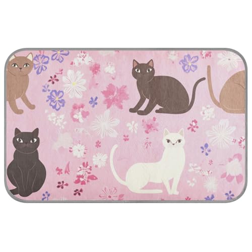 aidingzhi Kühlkissen für Hunde, Motiv: süße Blumen, Katzen, pfirsichfarben, großes Kühlkissen für Hunde für Huhn, gemütliches Schlafen, tragbar, 60 x 97 cm von aidingzhi
