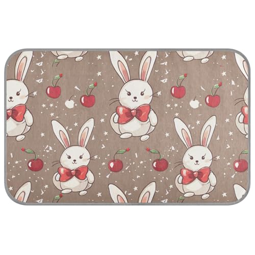 aidingzhi Kühlmatte für Haustiere, Motiv: weißer Hase, rote Schleife, Kirschbaum, kühlende Haustierbetten für Katzen, für Hamster, drinnen, Sommer, 60 x 97 cm aidingzhi Kühlmatte für Haustiere, Motiv: weißer Hase, rote Schleife, Kirschbaum, kühlende Haustierbetten für Katzen, für Hamster, drinnen, Sommer, 60 x 97 cm von aidingzhi