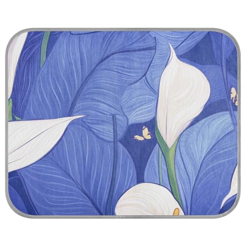 aidingzhi Nature Calla Lily Kühlmatten für Hunde, extra kühlende Hundebox für Schweine, gemütliches Schlafen, nicht elektrisch, 56 x 70 cm, Königsblau / Weiß von aidingzhi