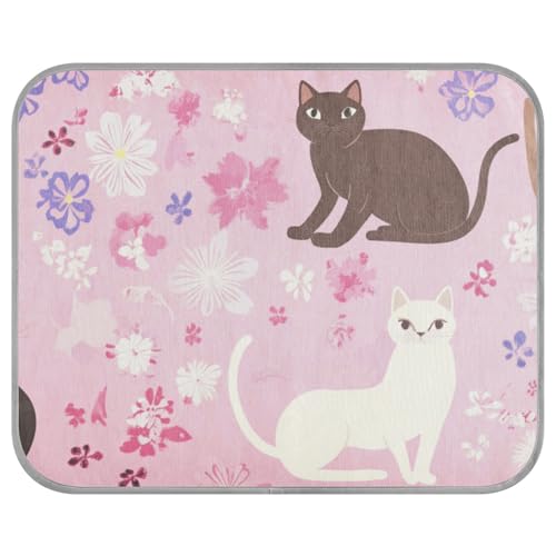 aidingzhi Süße Blumen Katzen Pfirsich Haustier Kühlmatte für Hunde Kühlmatte für Katzen im Freien für Hunde im Freien Sommer 22 × 27,6 Zoll von aidingzhi