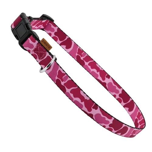 Aiminto Dog Collar, Cute Camouflage Pattern, Soft and Adjustable Collar with Quick Release Buckle (S (Neck 11-18", Width 5/8")), Camouflage Pink von aiminto