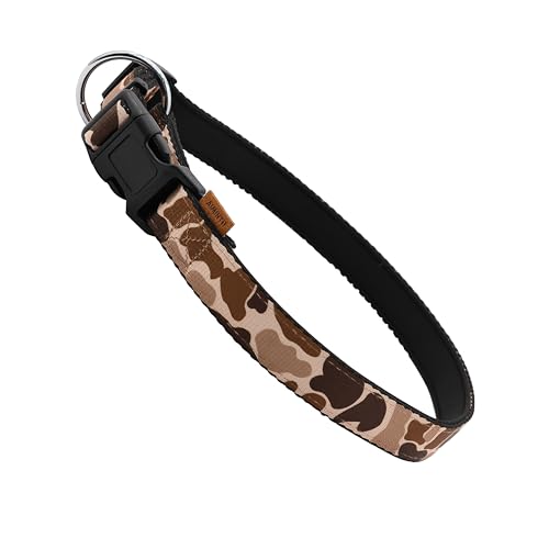 Aiminto Dog Collar, Cute Floral Pattern, Neoprene Padded and Adjustable Collar with Quick Release Buckle, Reinforced Structure (L (Neck 16-28", Width 1"), Camouflage Brown) von aiminto