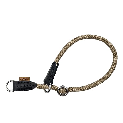 Aiminto Geflochtenes Halsband, Profi-Training-Hundehalsband, kein Ziehen, rundes Martingalhalsband, Schlupfhalsband mit verschiebbarem Stop-Ring – ideal für extra kleine Hunde (XS (1/4 Zoll) – 35,6 cm von aiminto