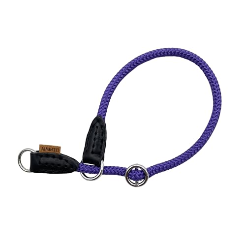 Aiminto Geflochtenes Halsband, Profi-Training-Hundehalsband, kein Ziehen, rundes Martingalhalsband, Schlupfhalsband mit verschiebbarem Stop-Ring – ideal für extra kleine Hunde (XS (1/4 Zoll) – 35,6 cm von aiminto