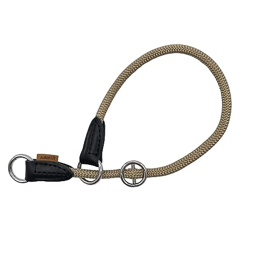 Aiminto Geflochtenes Halsband, Profi-Training-Hundehalsband, kein Ziehen, rundes Martingalhalsband, Schlupfhalsband mit verschiebbarem Stop-Ring – ideal für mittelgroße Hunde (M(1/7,6 cm) – 45,7 cm von aiminto