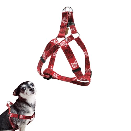 Aiminto Hundehalfter, süßes Blumenmuster, weiches und verstellbares Geschirr, zum Einsteigen, Anti-Würgen – perfekt zum Spazierengehen (rot), XS (Brust 27,9–45,7 cm) von aiminto