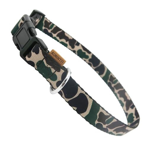 Aiminto Hundehalsband, niedliches Blumenmuster, weiches und verstellbares Halsband mit Schnellverschluss-Schnalle (S (Hals 28-45 cm, Breite 1.5cm), Camouflage-Grün) von aiminto