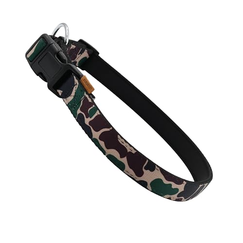 Aiminto Hundehalsband, niedliches Camouflage-Muster, Neopren gepolstertes und verstellbares Halsband mit Schnellverschluss-Schnalle, Verstärkte Struktur (L (46-70 cm x 2.5 cm), Camouflage-Grün) von aiminto