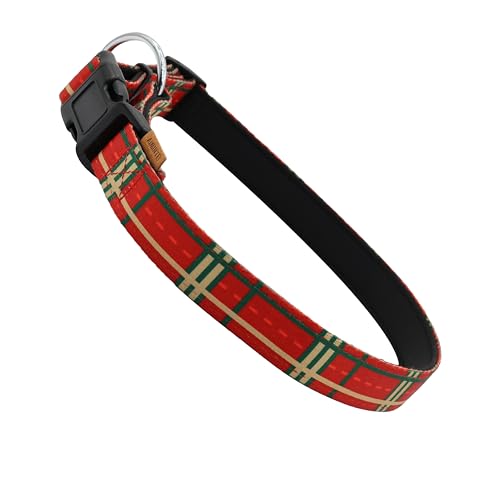 Aiminto Hundehalsband, niedliches Streifenmuster, Neopren, gepolstertes und verstellbares Halsband mit Schnellverschluss-Schnalle, Verstärkte Struktur (L (46-70 cm x 2.5 cm), Rot gestreift) von aiminto
