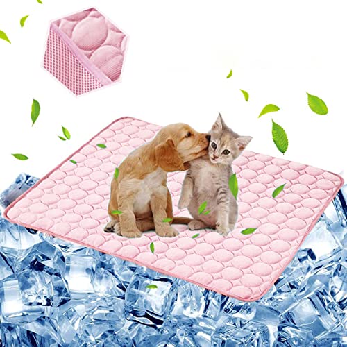 Hunde-Kühlmatte für Haustiere, Kühlkissen für Hunde und Katzen, Haustier-Kühldecke für Outdoor-Autositze, Betten (55,9 x 71,1 cm, Rosa) von aingycy