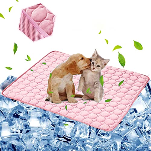 aingycy Dog Cooling Mat Pet Cooling Pads Dogs & Cats Pet Cooling Blanket for Outdoor Car Seats Beds (22IN28IN, Pink) von aingycy