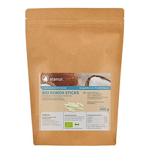 alanui Bio Kokos Sticks für Hunde, 100% rein und natürlich 500 g Beutel von alanui