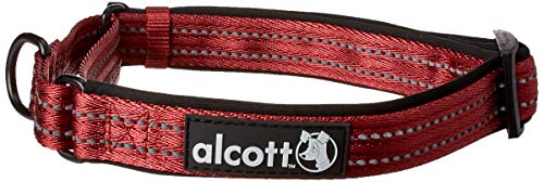 Alcott 5432-MCLRPW Martingale Halsband für Hunde Zugstopp-Halsband rotes Nylon, reflektierende Akzente, Neoprenpolster L, 45-65 cm von alcott