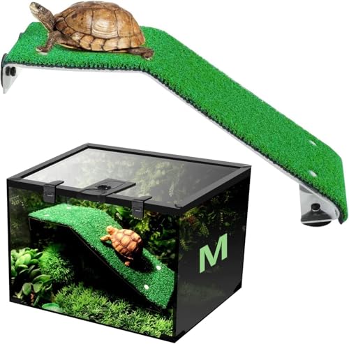 aleawol Schildkröte Basking Plattform Simulation Rasen Plattform Reptilien Rampe Schildkröte Leiter Kletterleiter Sonnenbad Aalen Plattform für Aquarium Dekoration von aleawol