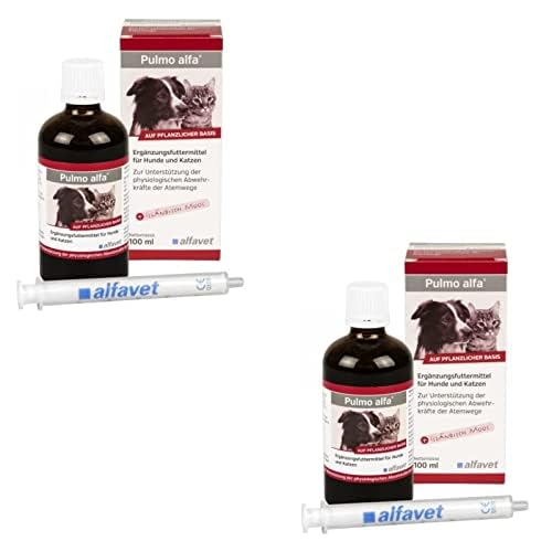 Alfavet Pulmo alfa, Doppelpack, Saft zur Unterstützung der Atemwege von Hund und Katze, Ergänzungsfuttermittel, 2 x 100ml mit Dosierspritze von Alfavet