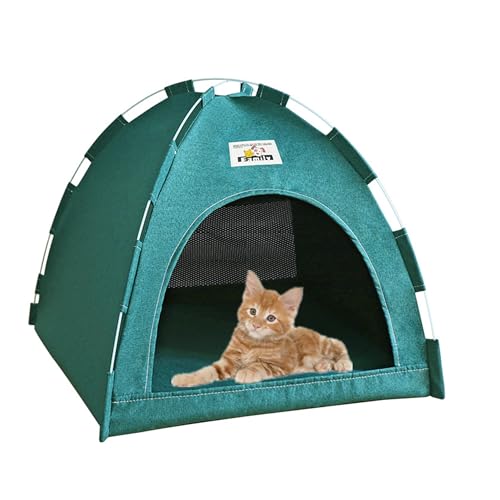 alfyng Haustierzelt Haus für Katze Hund, Katzenzelt Höhle Nest Bett, Tragbare Hundezelte, Faltbares Kätzchenhaus für alle Jahreszeiten drinnen und draußen mit weicher Matte (Grün) von alfyng