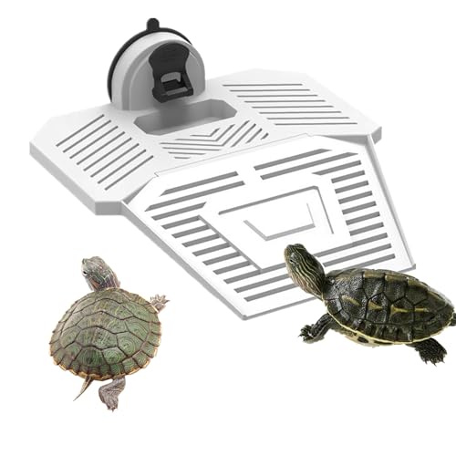 alfyng Sonnenplattform für Schildkröten, abnehmbare Schildkröten-Kletterleiter, Ruheterrasse für Reptilien, Amphibien, Lebensraum, Verstecke, Aquarium, schwimmendes Dock (Weiß, M) von alfyng