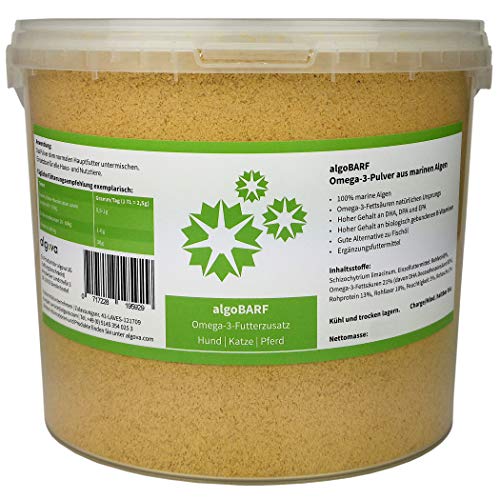 algoBarf - Omega-3 Algen für Hunde Pferde Katze Barf vollwertiges natürliches Pulver mit Vitaminen & Mineralstoffen Futterzusatz (2,5 kg) von algova