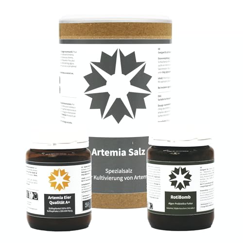 algova Artemia Eier A+ Qualität bis 95% Schlupfrate Urzeitkrebse Lebendfutter zur Aufzucht von Diskus, Cichliden, Guppy, Zierfischen, Molly, Axolotl, Garnelen (Artemia Set) von algova