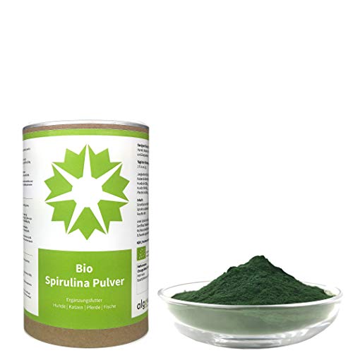 algova Bio Spirulina Pulver Futter-Zusatz für Pferde, Hunde, Katzen, Garnelen, Fische, natürliches Algenpulver mit hohem Vitamin & Mineralstoffgehalt Barf (500g) von algova