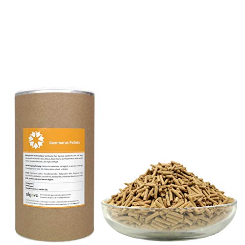 algova Gammarus Pellets 2,5mm Bachflohkrebse Natur-Sinkfutter für Aquarienfische, Cichliden, Diskus, Welse, Teichfische, Koi, Goldfische, Stör, Wasserschildkröten, Vögel, Hühner (600g) von algova