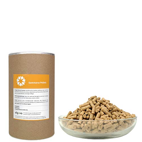 algova Gammarus Pellets 6mm Bachflohkrebse Natur-Sinkfutter für Aquarienfische, Cichliden, Diskus, Welse, Teichfische, Koi, Goldfische, Stör, Wasserschildkröten, Vögel, Hühner (600g) von algova