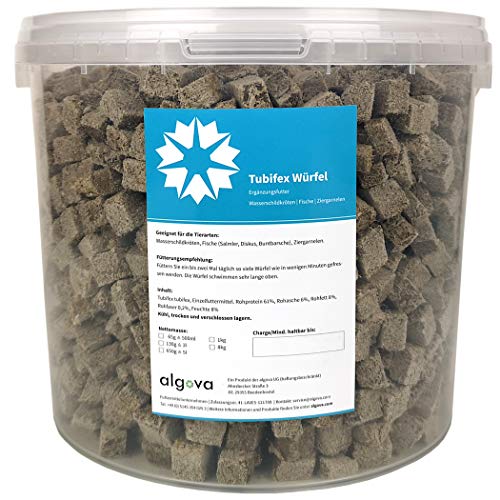 algova Tubifex Würfel Gefriergetrocknet Fischfutter Schildkrötenfutter (5L = 0.50kg) von algova