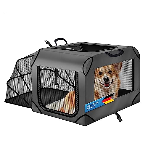 Hunde-Transportbox Tier Hundebox Transporttasche faltbar Hundetasche Haustier-Transport Atmungsaktiv & Wasserabweisend für Hunde & Katzen (M - 63 x 43 x 40 cm) von all Pets United